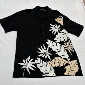Cubavera Black Tropical Print Shirt
